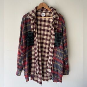 BDG Robbie Spliced Flannel Button-Down Shirt